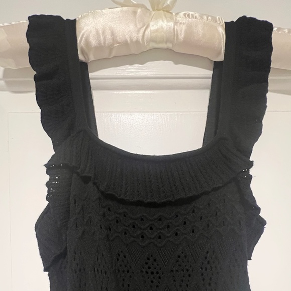 MILLY Pointelle Knit Midi Dress, Mint Condition (black, size P) - Picture 2 of 7